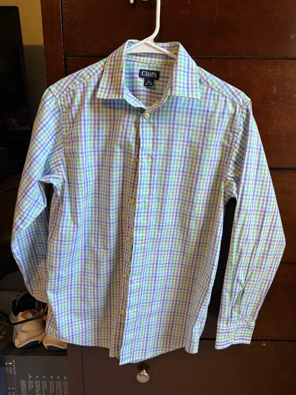 Chaps Pastel plaid Button down dress shirt size 14/16